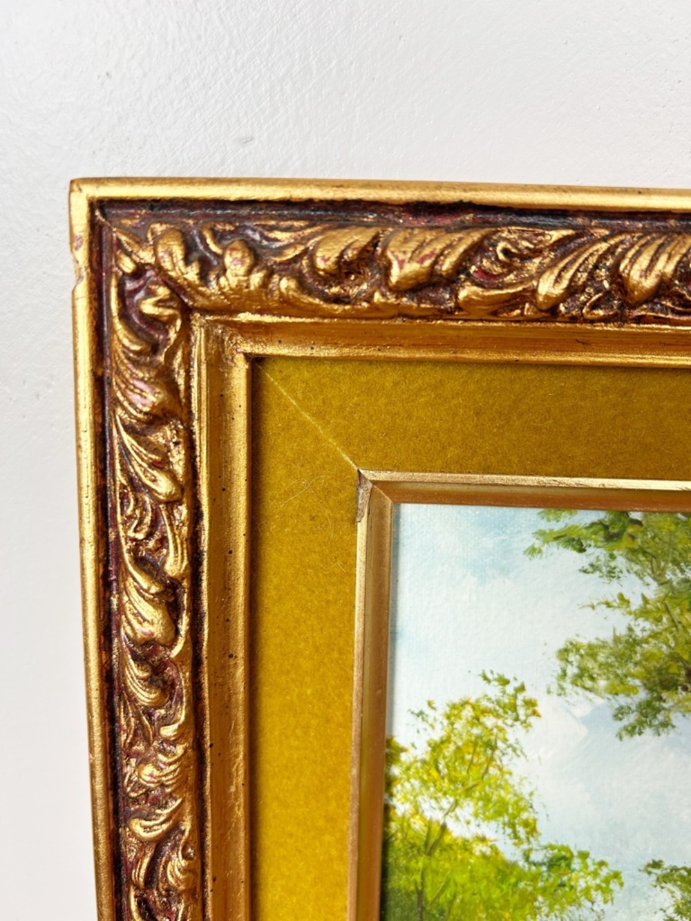 Vintage Framed Landscape Oil Painting Signed Original Painted Wood Frame - Picture 2 of 5